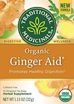 Traditional Medicinals - Organic Ginger Aid Herbal Tea (Pack of 1) - Help Relieve Digestive Upset, Indigestion and Nausea - 16 Tea Bags Total