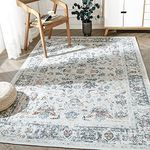 JINCHAN Area Rug 3x5 Rug Door Mat Vintage Floor Doormat Indoor Entrance Mat Foldable Rug Multi Floral Print Distressed Carpet Non Slip Boho Farmhouse Kitchen Living Room Bedroom Dining Room