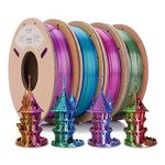 ERYONE 3D Printer Bundle PLA Filament Silk Dual Color 250g*4 Spools 1.75mm +/- 0.03mm, Blue Green/Red Green/Red&Blue/Gold Purple