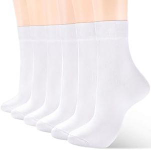 ATBITER Women's Thin Cotton Socks,Soft Cotton Bootie Socks Women Above Ankle Crew Socks (6-Pairs With Present Box), 6 Pairs 6white, 9-12