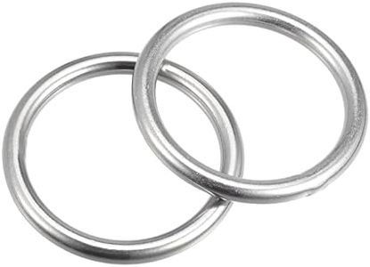uxcell 316 Stainless Steel Round Ring Welded O-Rings 45mm(1.77") ID 6mm Thick 2pcs