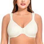 MELENECA Women's Plus Size Full Coverage Underwire Seamless Non Padded Minimizer Bra Off White 36G