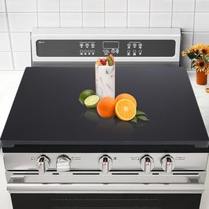 Noodle Board Stove Cover for Gas Burner & Electric Stove- Stove Top Cover Double Side Use, Sink Cover for Counter Space, RV Stove Cover No installation required, Decorative Tray for Kitchen (Black)