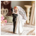 Modern Wedding Cake Toppers Bride and Groom Handmade Figurine for Decoration, Rustic Cake Topper for Wedding, Funny Couple Statue Desk Decoration, Flying Hug