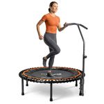 MXL FIT Bounce PRO Bungee Rebounder with T-Bar Handle - Premium Indoor Mini Trampoline for Adults Silent Low-Impact Bounce, Half-Folding with Foldable Steel Legs & Carry Bag - 40" 400lb limit