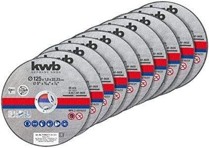 kwb Cutting Discs Thin Angle Grinder 125 mm – 10-Piece Set for Stainless Steel Inox – Extra Thin Cutting Discs in Storage Tin
