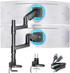 ARES WING Dual Monitor Arm for Ultrawide Heavy Duty Curved Monitor Stacking, Fits 17-49 Inch, Vertical Gas Spring Double Monitor Mount with USB, Adjustable Dual Monitor Mount for Desk, Black