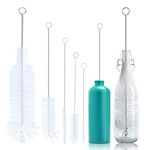 Bottle Brush Especially for Cleaning All Kinds of Narrow Neck Wine Bottles, Beer Bottles, Soda Bottles, Spray Bottles, Long Cups, Mugs, Large Volume Cylinders (White/0.17-33oz/5PCS)