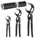 DURATECH 3-Piece Water Pump Pliers Set,200MM/250MM/300MM, Quick Adjustable Groove Slip Joint Pliers, Plumbing Tools with Wide Jaw Capacity, Non-Slip Handle, Rolling Pouch