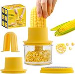 OLEKURT Corn Cob Stripper, Corn Peeler from Corn on the Cob, Quick Corn Kernel Cutter Tool, with Bowl & Safety Handle [Yellow]