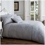 GC GAVENO CAVAILIA Empire Damask Super King Duvet Set, Breathable Paisley Print Bedding Sets With Matching Polycotton Pillowcses, Silver