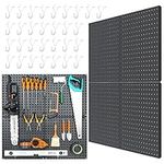 HUHOLE Metal Pegboards 4PC, Pegboard Wall Organizer, Black Peg Boards for Walls, Ideal Tool Organizer for Garage, Craft Room, Workshop, Kitchen