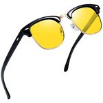 Joopin Night Driving Glasses for Women Men, Semi Rimless Night Vision Glasses Anti Glare UV400 (Yellow Lens)