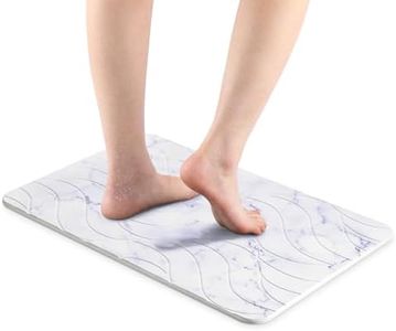 Navaris Diatomaceous Earth Bath Mat - Diatomite Stone Floor Mat For Bathroom And Shower At Home - Quick Dry, Non Slip, Absorbent 60 x 39 cm - White Marble Print