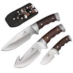 Mossy Oak Fixed Blade Hunting Knife Set - 3 Piece, Full Tang Straight Edge and Gut Hook Blades Game Processing Knife Set, Sheath Included