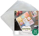 Samsill Scrapbook Refill Pages 12x12 Inches, 30 Pack, 4 mil Super Heavyweight, Clear, Fits 3 Ring Scrapbook Binders and 12 x 12 Photo Album Refill Pages, Archival Safe, Top Loading, Acid Free