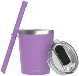 CUPKIN Stackable Stainless Steel Kids Cup Smoothie Tumbler, Powder Coated Insulated Tumblers, BPA Free Lid and Silicone Straw 8 Fl Oz (Pack of 1), Purple