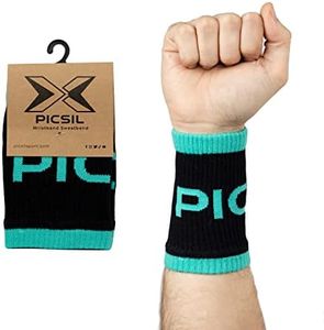 PICSIL Cotton Wrist Sweatbands, Absorbent and Stretchable Wrist Bands for Working Out, Wrist Sweat Bands for Fitness and Tennis, Anti Chafing Wristbands for Men and Women, 1 Pair, Ultimate Green