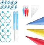 122 Pieces Cookie Decorating Tools kit,100 Pieces Piping Pastry Bag, 10 Pieces Pastry Bag Ties, 10 Pieces Pastry Bag Clips and 2 Pieces Sugar Stir Needle for Cookie Cake Frosting Icing Decorating