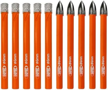 BGTEC Dry Diamond Drill Bits Set - 5pcs 1/4" Tile Drill Bits and 5pcs 1/4" Carbide Drill for Granite Marble Porcelain Ceramic