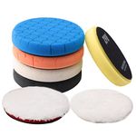 ZFE Buffing Polishing Pads, 7Pc 5.5 Inch Face for 5Inch 125mm Backing Plate Compound Buffing Sponge Pads Cutting Polishing Pad Kit for Car Buffer Polisher Compounding, Polishing and Waxing -PPTYS5SET