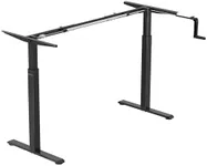 Mount-It! Stand Up Desk with Manual Crank, Frame Only, Height Adjustable Sit-Stand Base, Standing Ergonomic Home Office Desk Workstation, Black