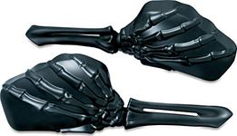 Kuryakyn 1758 Skeleton Hand Mirror with Black Head and Black Stem