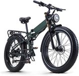 Ficyacto Electric Bike,48V17.5AH Battey, 26 * 4.0 Fat Tire Electric Bike, Shimano 8-Speed Mountain Ebike for Men (Green)