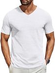 COOFANDY Men's T Shirts Short Sleeve Classic V Neck T-Shirt Casual Summer Basic Tee Shirt White