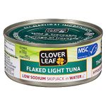 Clover Leaf Flaked Light Tuna Low Sodium Skipjack in Water - 170g, 24 Count - Canned Tuna - Very High In Protein - 11g Protein Per 55g drained - 100% Wild-Caught Tuna - Traceable