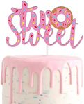 Donut Cake Toppers Candy Two Sweet Cake Decorations with Donut Pink Candy for Donut 2nd Themed Baby Shower Party