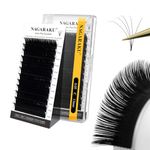 NAGARAKU Easy Fan Eyelash Extensions Volume Lash Rapid Blooming Cluster For Beginners Soft Professional Lash Supplies (13mm, 0.05 C)