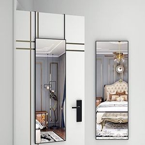 BEAUTME Full Length Mirror, Square Long Standing Wall Mirror Bedroom Floor Mirror Dressing Door Mirror Full Length (Black, 106 * 35cm)