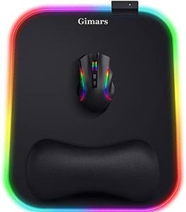 Gimars Tapis de Souris, RGB Tapis de Souris Gaming Ergonomique avec 10 LED Modes de Lumière, 305x254mm XL Mouse Pad Repose Poignet Gel avec Base en Caoutchouc Antidérapante, Tissu Lycra pour Gamer