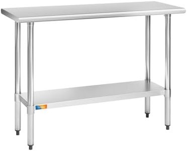 Treshin Stainless Steel Table 18" X 48", Commercial Heavy Duty Prep & Work Table with Undershelf for Kitchen, Restaurant, Home, Hotel