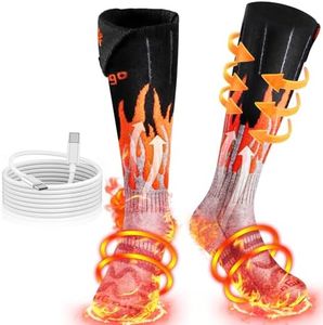 5000mAh Battery Powered Heated Socks, Rechargeable Heated Socks for Men Women with 4 Heat Settings, 360° Surround Heating Thermal Winter Socks for Outdoor|Riding|Skiing|More, Washable Feet Warmer