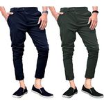 Ezee Sleeves Men's Casual Lycra Pants Stretchable Casual Less Weight Pants for Men Slim Fit Wear Trousers for Office / Outdoor / Travelling / Fashion Dress Trouser with Expandable Waist Navy,OliveGr PANT-34