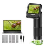 Apexel Handheld Digital Microscope with 2” LCD Screen, 800X Pocket Portable Microscope for Kids with Adjustable Lights Coins Electronic Magnifier Camera, USB to PC Including SD Card, Black (MS008)