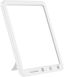 Aogled SAD Lamp 10000 Lux Natural Daylight LED Light Box with Timer Function,Touch Control,Sunlight Energy 5 Adjustable Brightness 3000K-6500K,Daylight for Home/Office/Apartment White SAD Lamp 14W