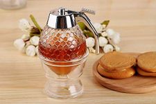 Cyrox Honey Dispenser - Maple Syrup Dispenser Glass | Syrup and Sugar Jar Pot, No Drip Honey Dispenser