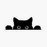 Peeking Sneaky Cat Sticker Funny Vinyl Waterproof, 5in - Yeti Cup Cooler Box Decal Car Laptop Wall (C)