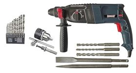 INDITRUST DUMDAAR DM26 1250W 26mm Hammer Machine with 5pc Hammer bit 13mm drill chuck & Adaptor and 13pc HSS drill set Rotary hammer (BLUE) 100% Copper Winding