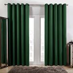 Dreamscene Eyelet Blackout Curtains Forest Green, Decorative Blackout Curtains for Bedroom Living Room Soft Modern Thermal Lined Blackout Curtains 2 Panels, 66x72”