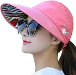YEKEYI Sun Hats Women Summer Hat Outdoor UV Protection Wide Large Brim Cap Beach Visor Caps Foldable (Nave) (Pink)