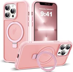 SKYLMW Compatible with iPhone 13 Pro Case with Invisible Magnetic O-Ring Stand Military-Grade Translucent Case for iPhone 13 Pro 6.1" [Compatible with MagSafe][Great Grip Feeling], Pink