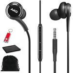 Samsung AKG Earbuds Original 3.5mm in-Ear Earbud Headphones with Remote & Mic for Galaxy A71, A31, Galaxy S10, S10e, Note 10, Note 10+, S10 Plus, S9 - Includes Pouch and LED Keychain - Black