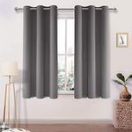 DWCN Blackout Curtains Grey Short Thermal Insulated Room Darkening Grommet Window Treatment Solid Block Light Curtain Drapes for Bedroom Living Room 38 x 54 Inches Long, 2 Thick Panels