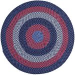 Super Area Rugs Round 6' Blue - Red - Navy Circular Braided Rug for Large Dining Rooms and Kitchen Tables