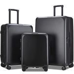 Verage Luxe Freeland Cabin & Check-in Hardsided Trolley Bags for Travel, Expandable Hardshell Suitcase with Spinner Wheels, TSA Approved Lock Luggage (3-Piece Set(20/24/29), Black)
