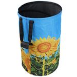 FLORA GUARD 32 Gallon Garden Waste Bags - Reusable Pop-up Gardening Bag, Sun Flower Print Collapsible Canvas Portable Yard Waste Bag